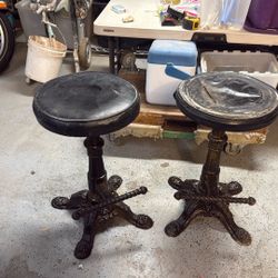2 1930 Cast Iron Barstools 