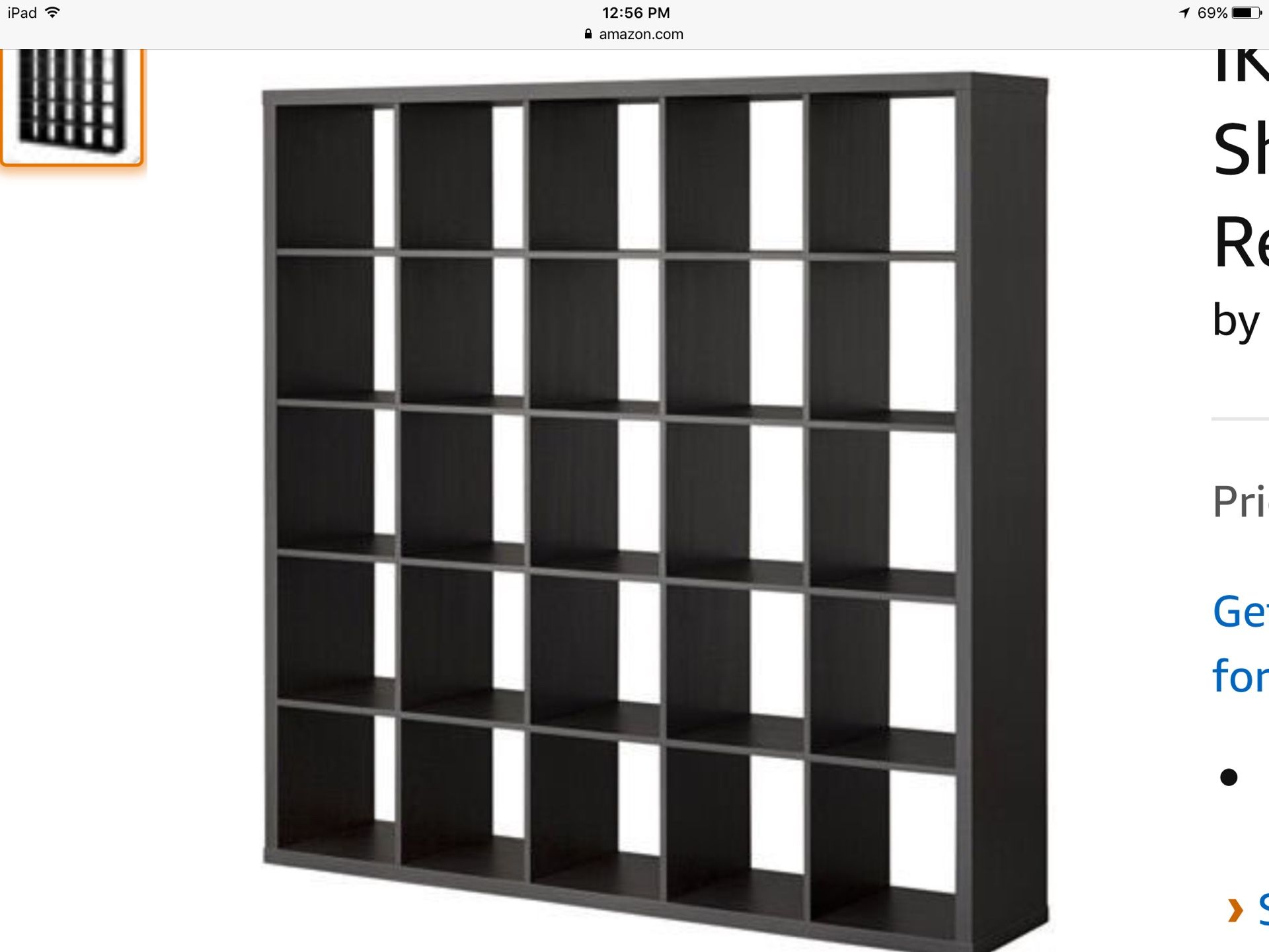 Ikea expedit/kallax bookshelf with 2 red inserts