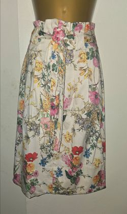 Carolina Belle Floral Paperbag Waist Midi Skirt Belted Size 4