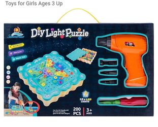 DIY Light Puzzle Set – 200 PCS w/ Drill & LED Lights