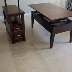 Coffee table and end table both with storage