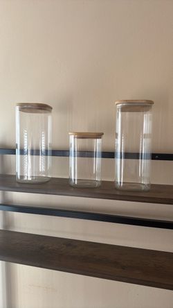 Glass Storage Jars with Bamboo Lids – Set of 3