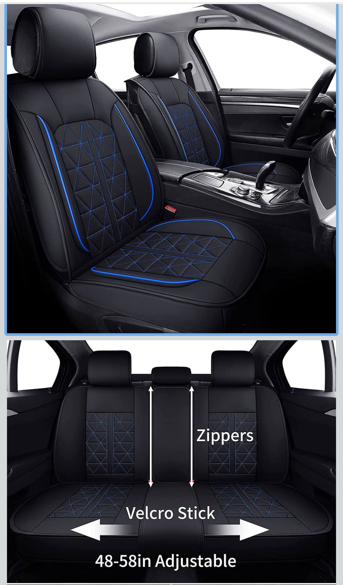 INCH EMPIRE Seat Cover 5 Seats Full Set Universal Fit for Most Sedan SUV Truck Pickup Airbag Compatible Synthetic Leather Car Seat Cushion Protector A