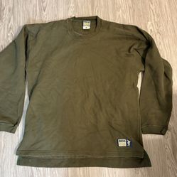 Vintage 90s Discus Athletics Blank Navy Boxy Crewneck Sweatshirt Sz Large Olive