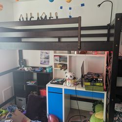 Twin Size Loft Bed With Mattress And Desk