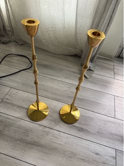 Beaded Large Polished Brass Finish Metal Taper holder