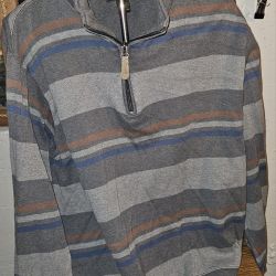 Van Heusen Men's Multi-Striped Zip-Up Sweater (L)