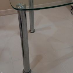 Glass And Chrome  Triangular Table