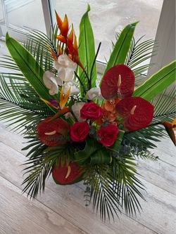 Luau/Tropical silk floral arrangements