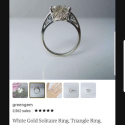 White Gold Solitaire Herkimer Diamond Ring