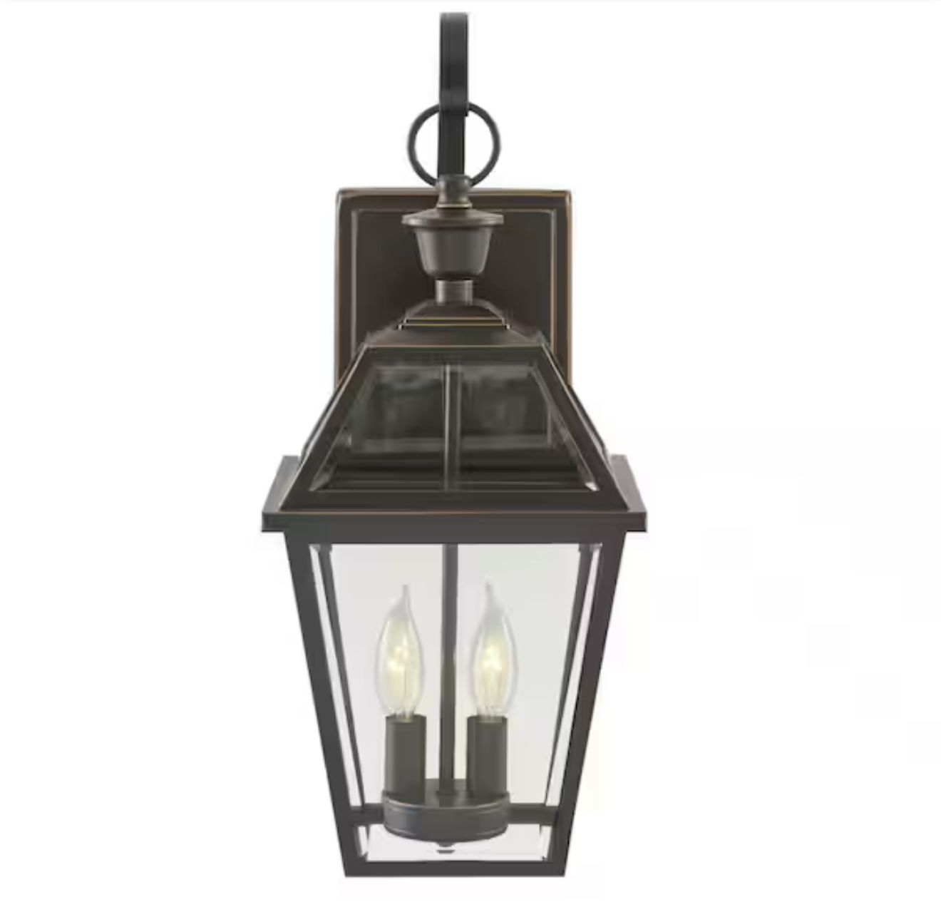 Home Decorators Collection Glenneyre 20.25 in. 2-Light Espresso Bronze Hardwired Outdoor Wall Light Lantern Sconce with Clear Glass (1-Pack