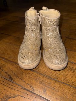 Girls Gold Glitter Ankle Boots