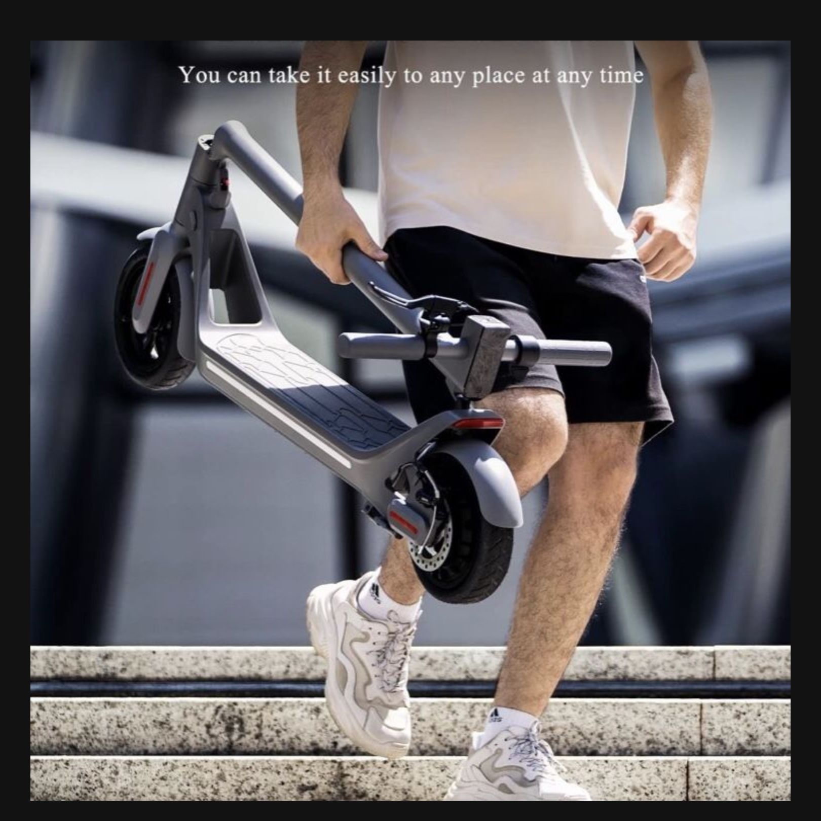 LEQISMART Electric Scooter for Adults with 9" Solid Tires & 350W Motor,Dual Brakes, Foldable Electric Scooter, Max 28Miles Range &Up to15.5MPH