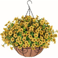 Artificial Fake Hanging Plants Flowers with Basket Outdoor Decor 