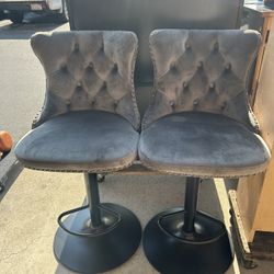 Sets Of 2 Swivel Velvet Bar Stools