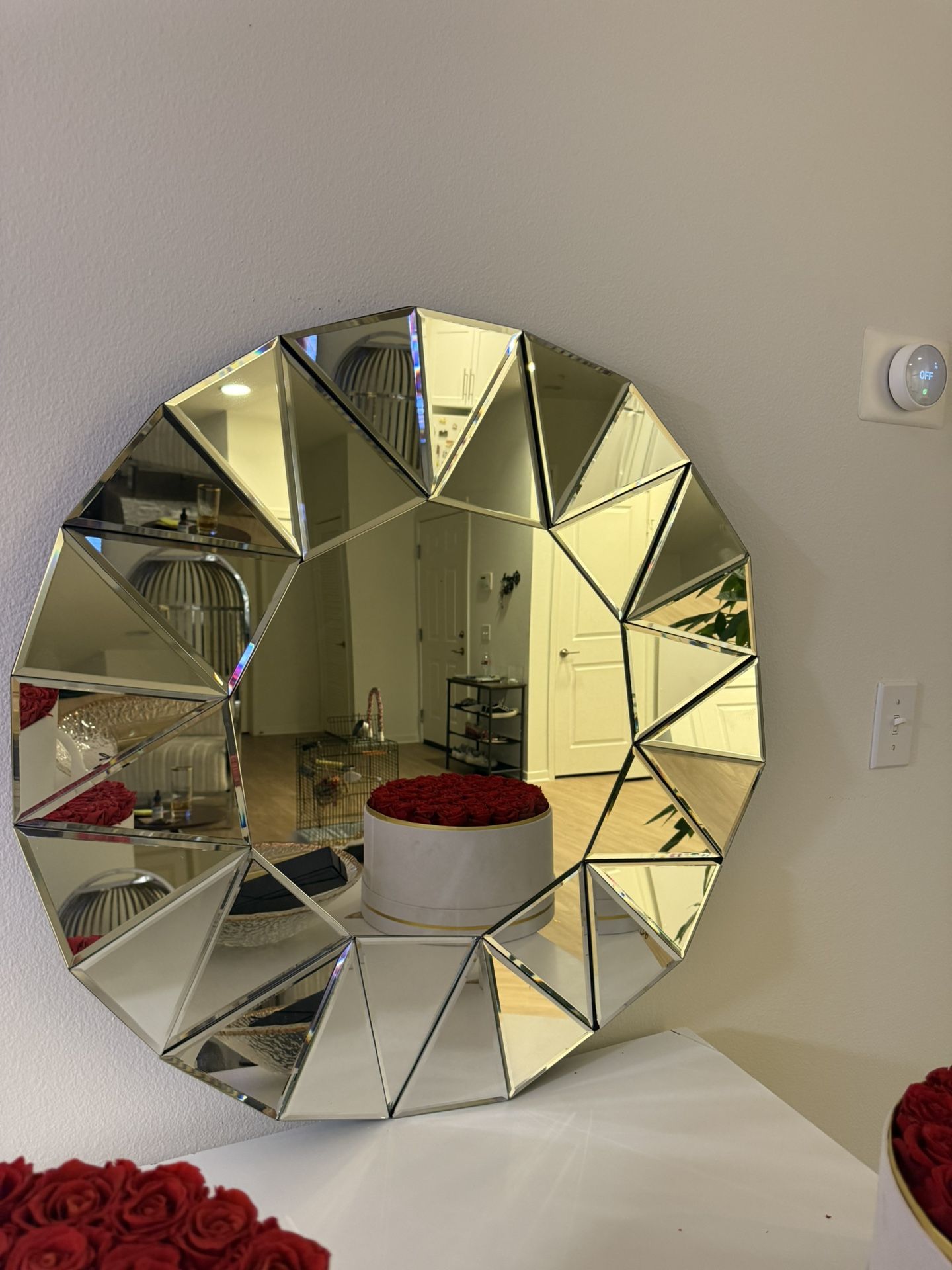 Large Round Crystal Mirror