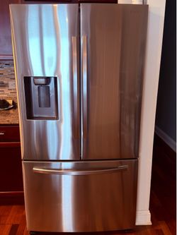 27 cu. ft. Large Capacity 3-Door French Door Refrigerator with External Water & Ice Dispenser in Stainless Steel