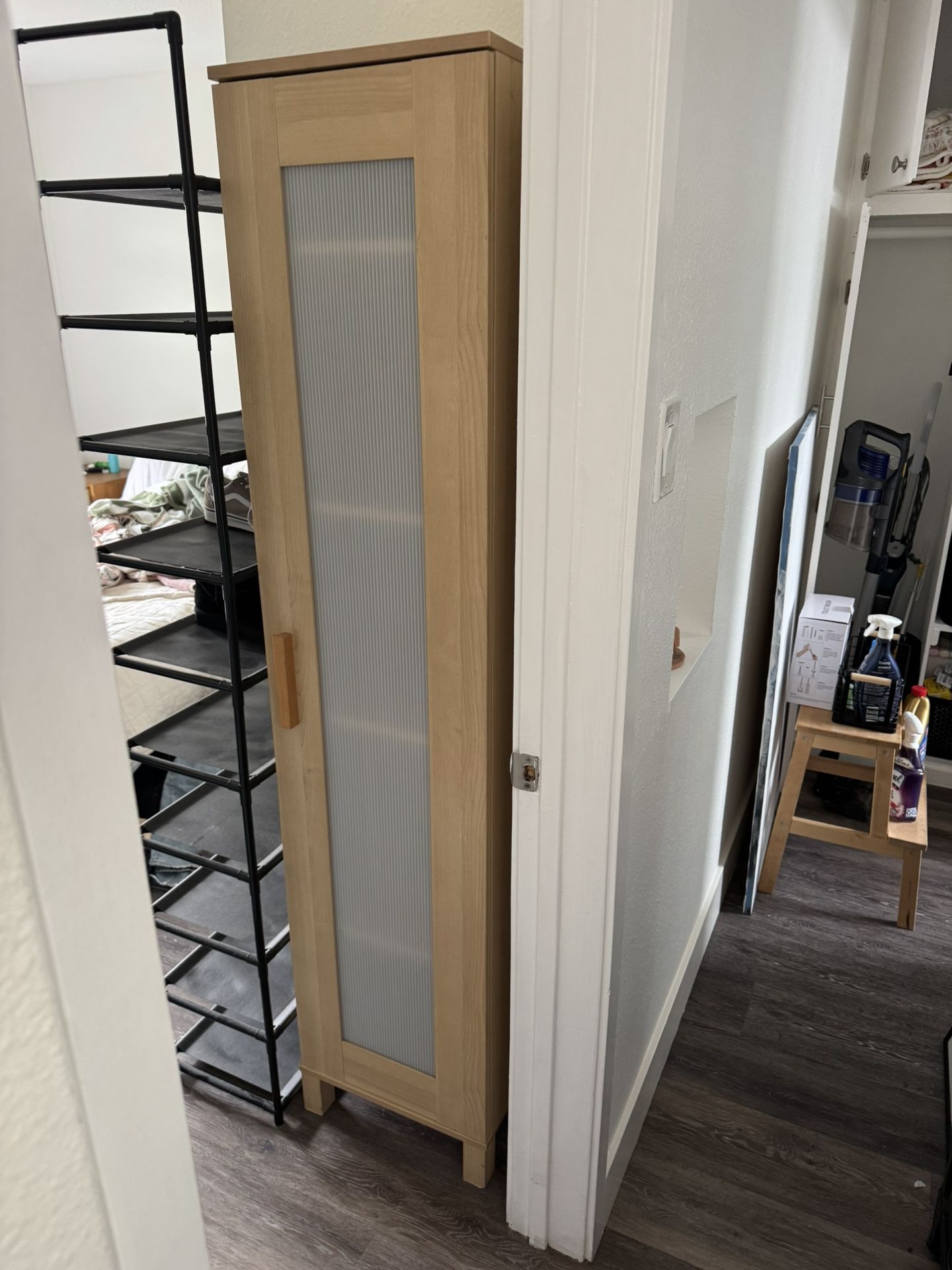 Tall Storage Cabinet - Light Wood