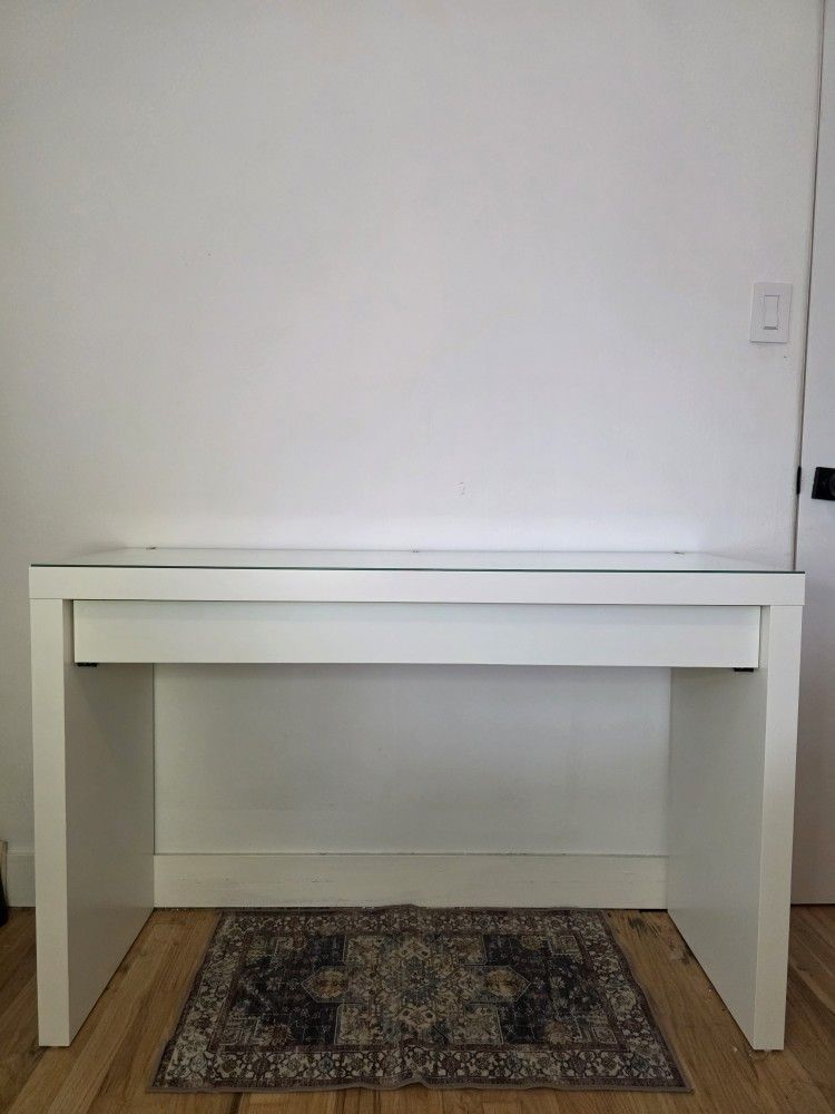 IKEA Malm Desk/Vanity with Glass Top