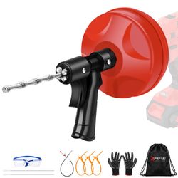 35 FT Drain Snake 2.0 with Double Mode, 10-In-1 Drain Auger for Sink and Drain Unblocking, Plumbing Snake for Real DYIs