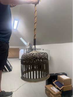 Large Industrial Metal Cage Pendant Light – Rustic Hanging Lantern