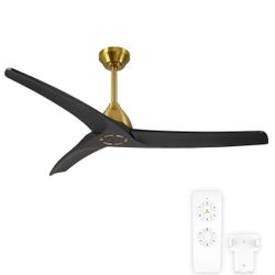 🔥 NEW IN BOX! 54" Modern Black & Gold Ceiling Fan (No Light) 🔥
