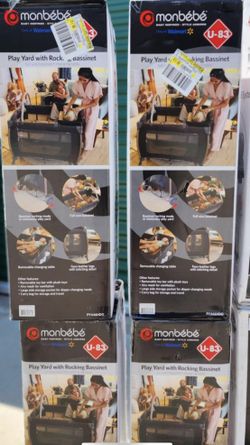 Monbebe Play Yard With Full Size Rocking Bassinet Changing Table 