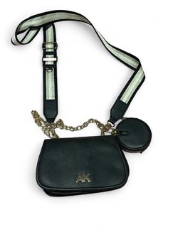 Black leather crossbody bag with gold hardware