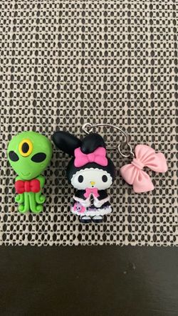 My Melody Key chain with bow and buildable green alien eraser