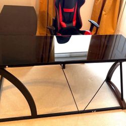 Glass Top L-Shape Office Desk 
