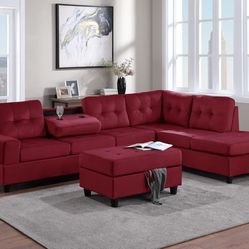 VELVET Sectionals with INCLUDED Storage Ottomans Available On Sale Now!!!