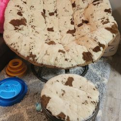 Faux Fur Papasan Chair & Ottoman