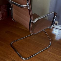 Modern Brown Faux Leather Office Guest Chair β Chrome Frame