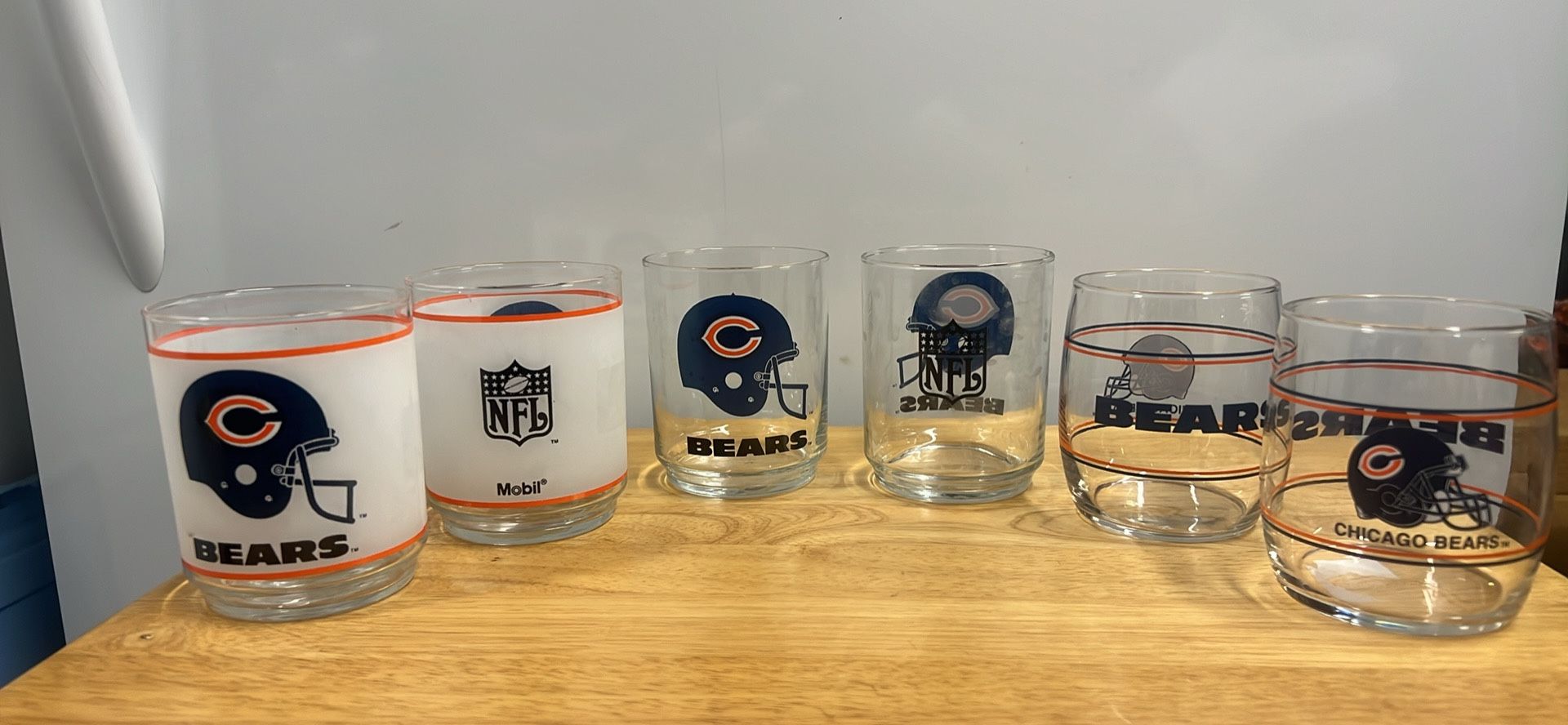 Chicago Bears NFL draft special vintage glasses three dollars each. Usually sold for five dollars a piece or more. Only showing two of each I have man