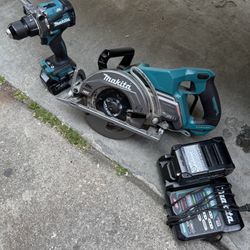 Makita 40v 7-1/4” Cincular Saw And Makita 40v Hammer Drill Brand New With Batteries And Charger 