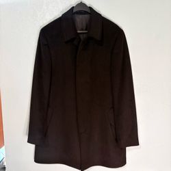 Stafford Men's Performance Signature Wool-Blend Overcoat/Car Coat Black soft size 44R