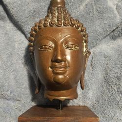 Bronze Thai Buddha Head Sculpture