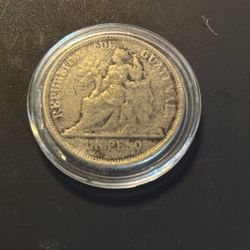 Silver Guatemala One Peso Coin