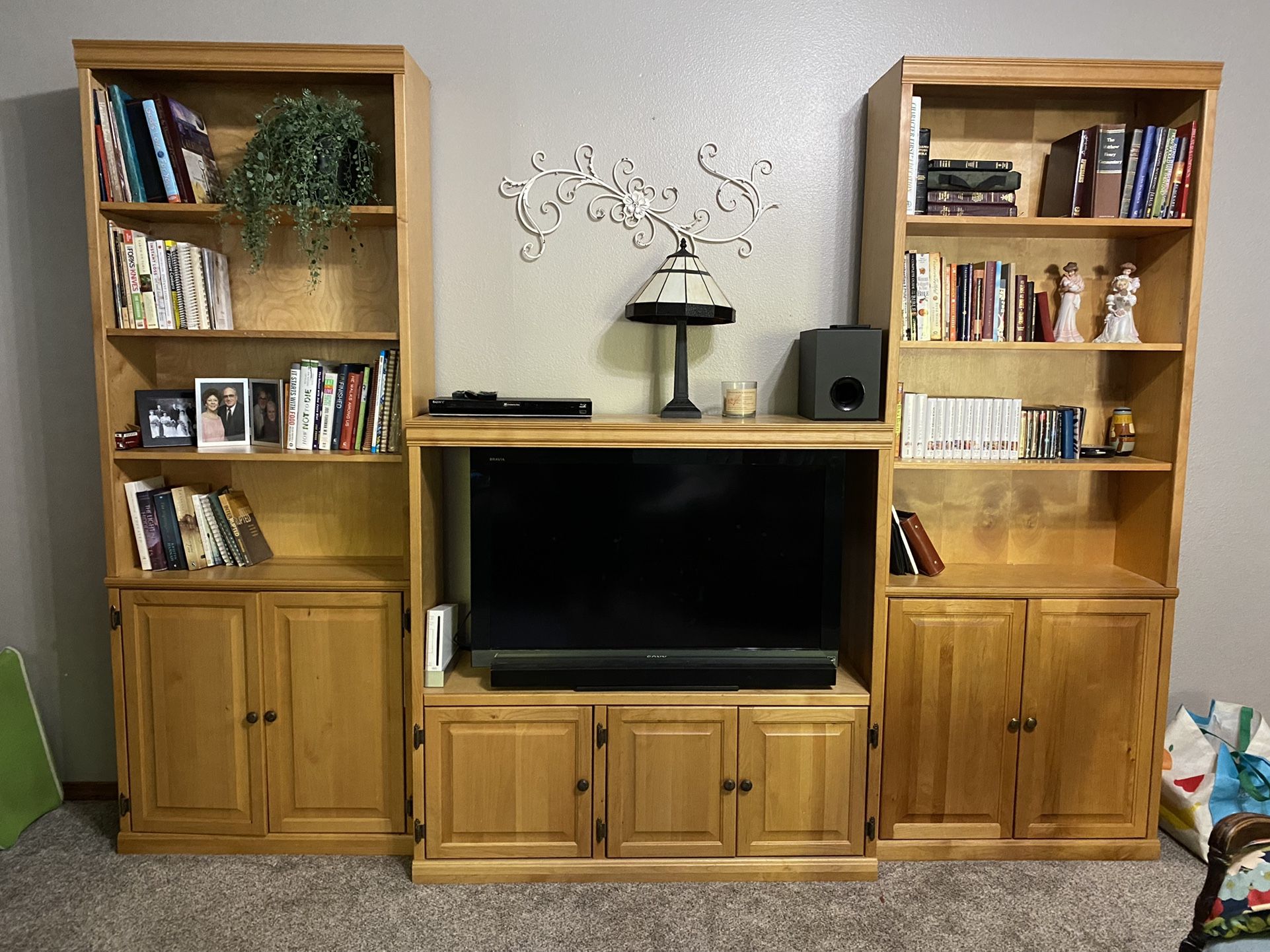 Entertainment Center And Book Shelves And Flat Screen Tv Included!!