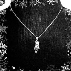 925 Sterling Silver Filigree Cat Pendant 