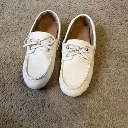 Women’s White Leather Boat Shoes 