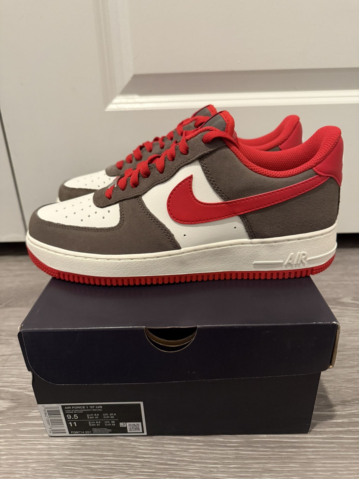 Nike Air Force 1 Low “Cava Stone University Red” Men’s Size 9.5 FQ8714-201
