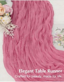 Mauve Cheesecloth Table Runner 21x120 Inch Gauze Table Runners Reusable Polyester 10ft Boho Rustic Cheese Cloth Table Runner for Wedding Party Baby Sh