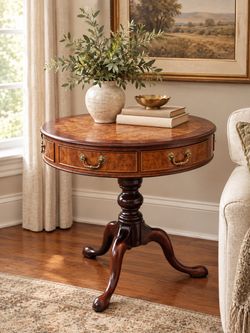 Century Solid Wood Pedestal/ Drum Table