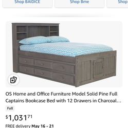 Captains bed shelf has lighting on both sides