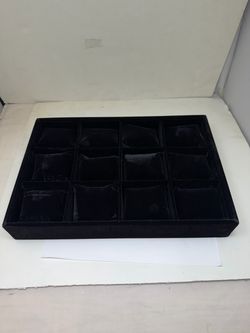 Black Velvet Jewelry Display Tray 12 Compartments