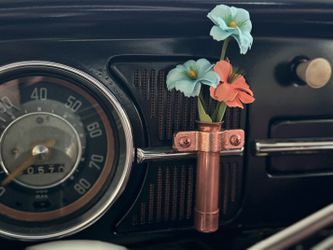 Volkswagen Vintage Copper Car Vase With Flowers