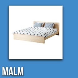 Free Ikea Full Birch Malm Bed Frame With Shelf