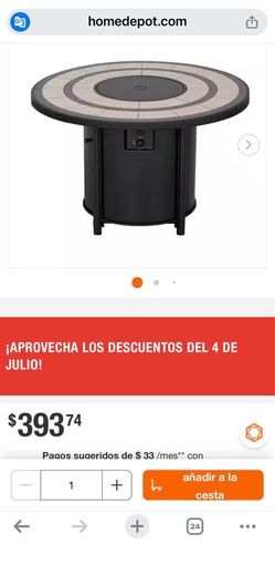 Mesa redonda con fogata de gas