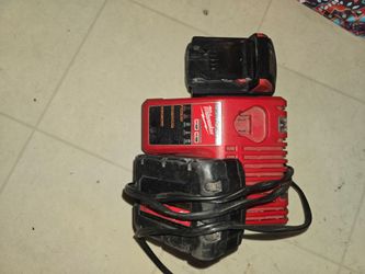 2 Milwaukee batteries and charger